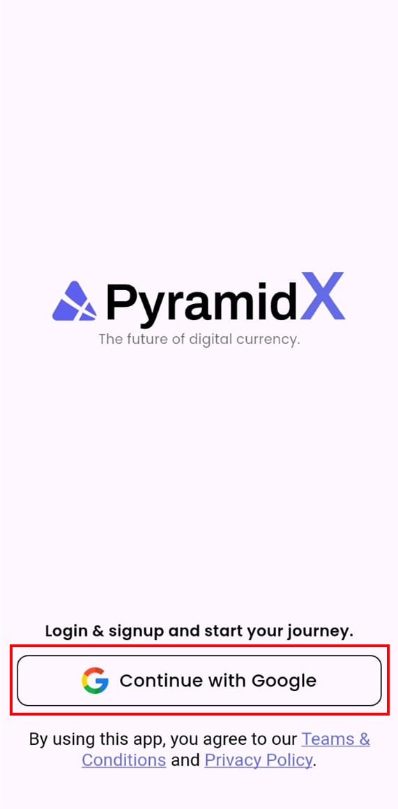 Login or Signup screen